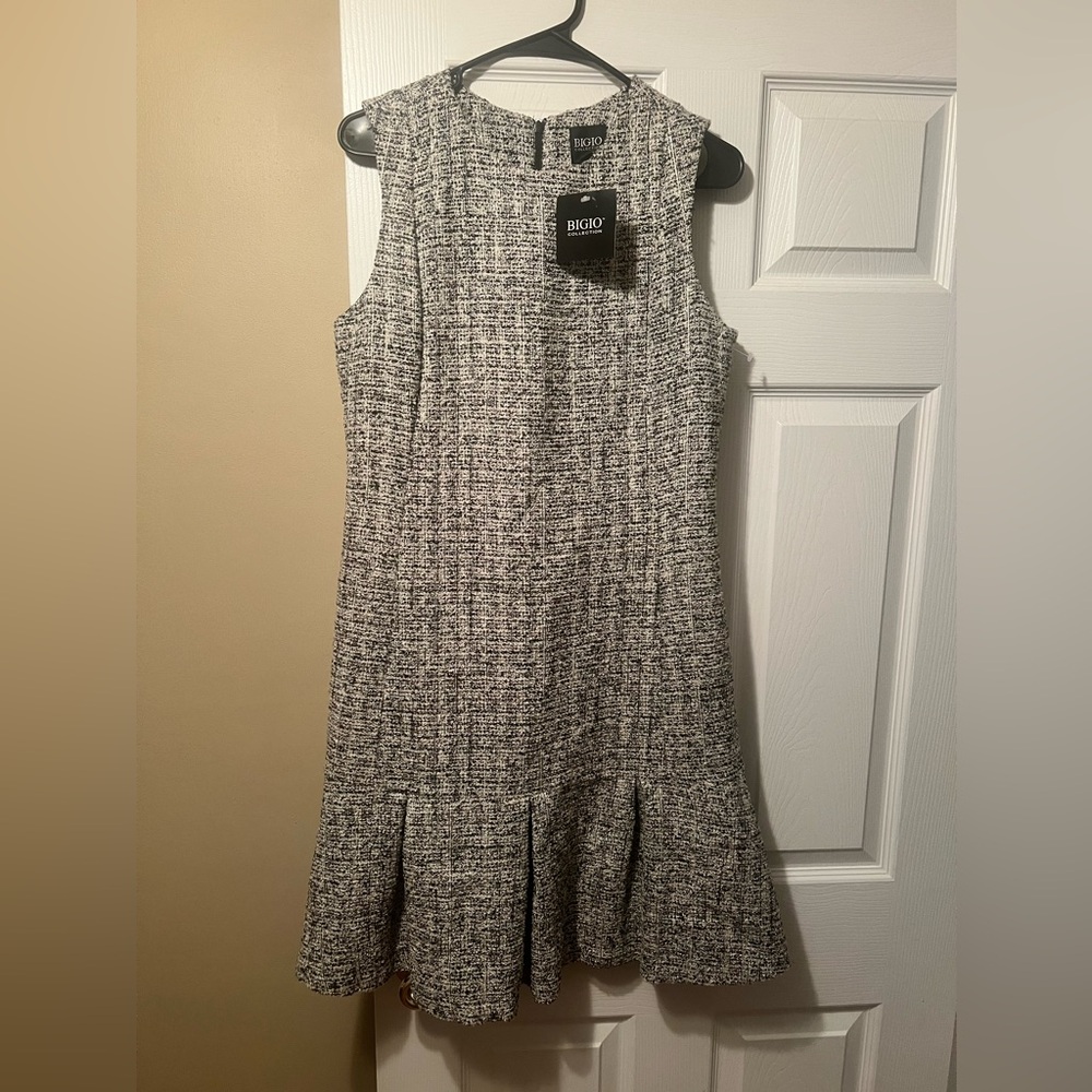 BIGIO Tweed Sleeveless Dress Black & White Size 6